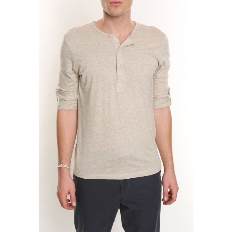 Oatmeal Henley Tee